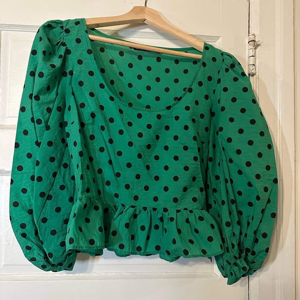 Zara Green Polka-Dot shirt